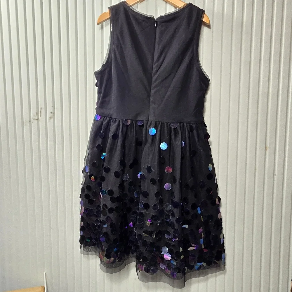 Cat &‎ Jack Girls Black Iridescent Sequin Mesh Party Dress Size M 7/8 Sleeveless